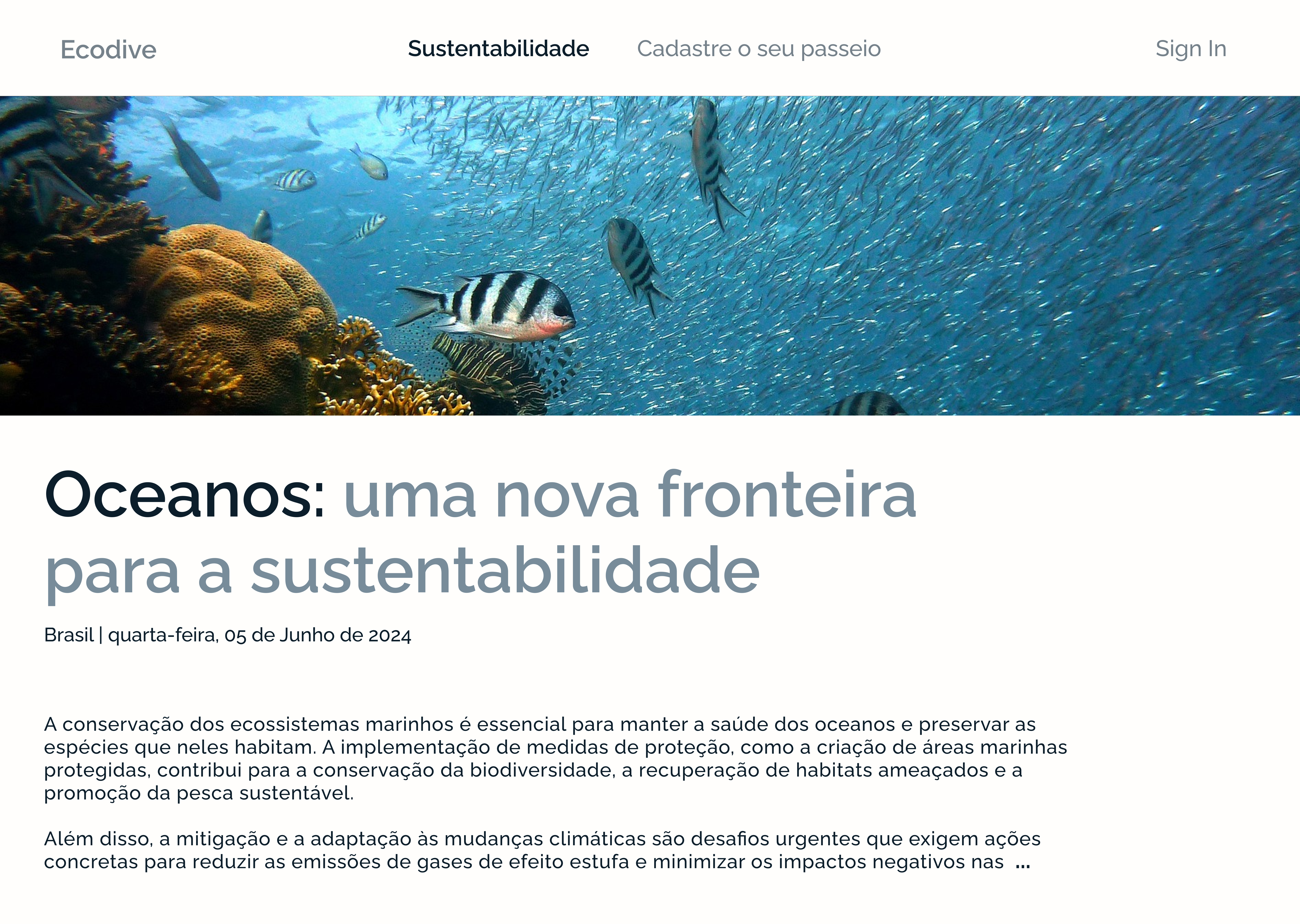 Imagem ficticia da seção de blog informativo do site